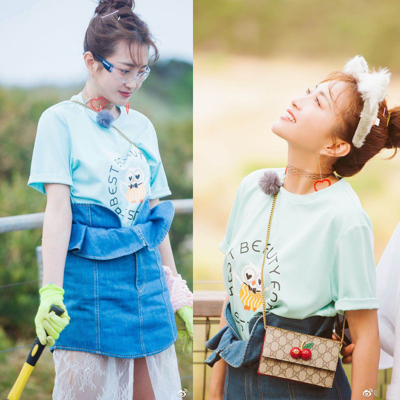 妻子的浪漫旅行2包文婧同款牛仔半身裙女夏季網紗裙子藍色短袖T恤在類目 女裝/女士精品, 半身裙中 - 來自Buy2taobao.com提供專業的淘寶代購服務