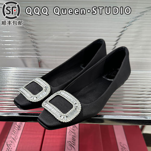 rv矮跟绸缎鞋女真皮2025秋配裙子