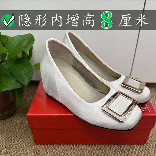 Right Video内增高8厘米rv方扣方头浅口单鞋女春季小个子玛丽珍鞋