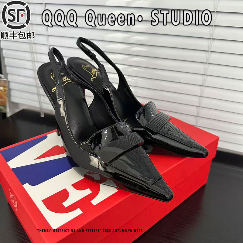 杨树林同款后绊带高跟凉鞋女真皮