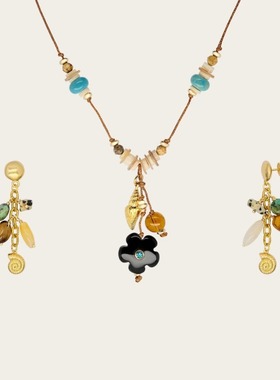 宝藏岛项链波西米亚海岛度假风休闲手工编织串珠耳环