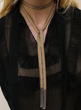 MLC流苏长项链编织女秋冬轻奢小众高级感时尚毛衣链