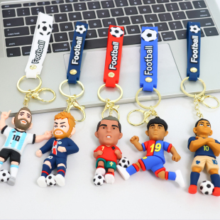 世界杯球星PVC钥匙扣C罗梅西亚马尔足球周边挂件包包挂饰小礼品