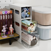 桌面吧唧收纳盒亚克力抽屉式 大容量分格多功能透明谷子立牌周边盒