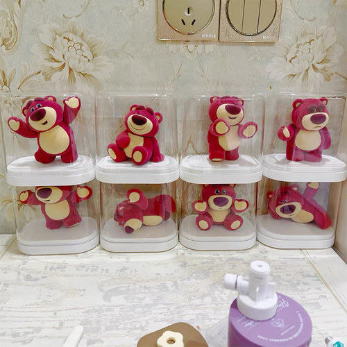 草莓熊手办收纳盒防灰防尘