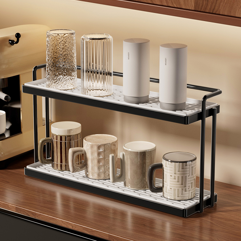 杯架双层水杯架子沥水托盘高级感