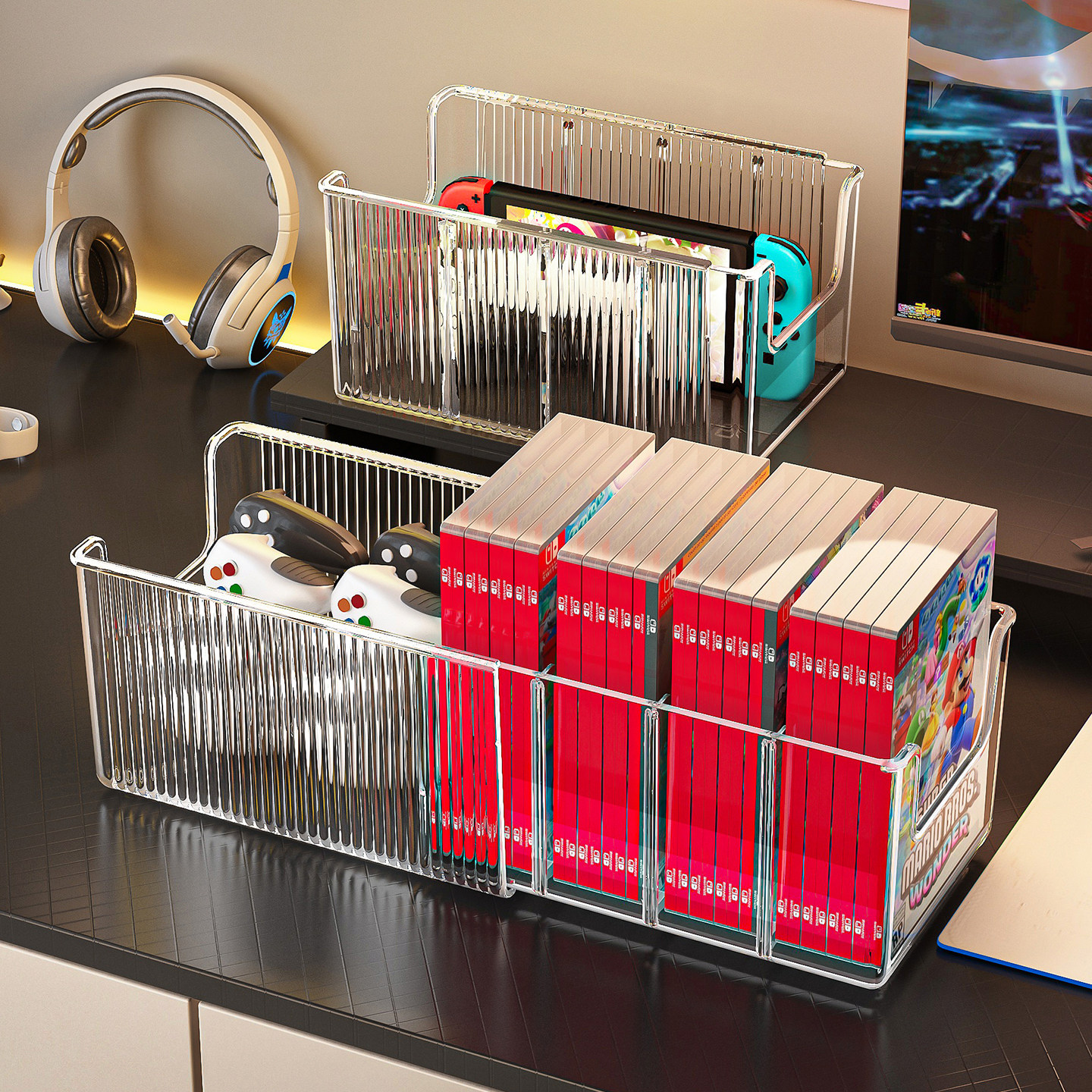 switch卡带收纳盒大容量放任天堂ps5手柄光盘盒子ns游戏卡置物架