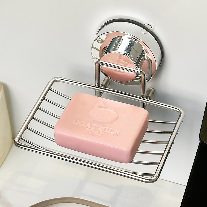 吸盘不锈钢肥皂沥水壁挂架