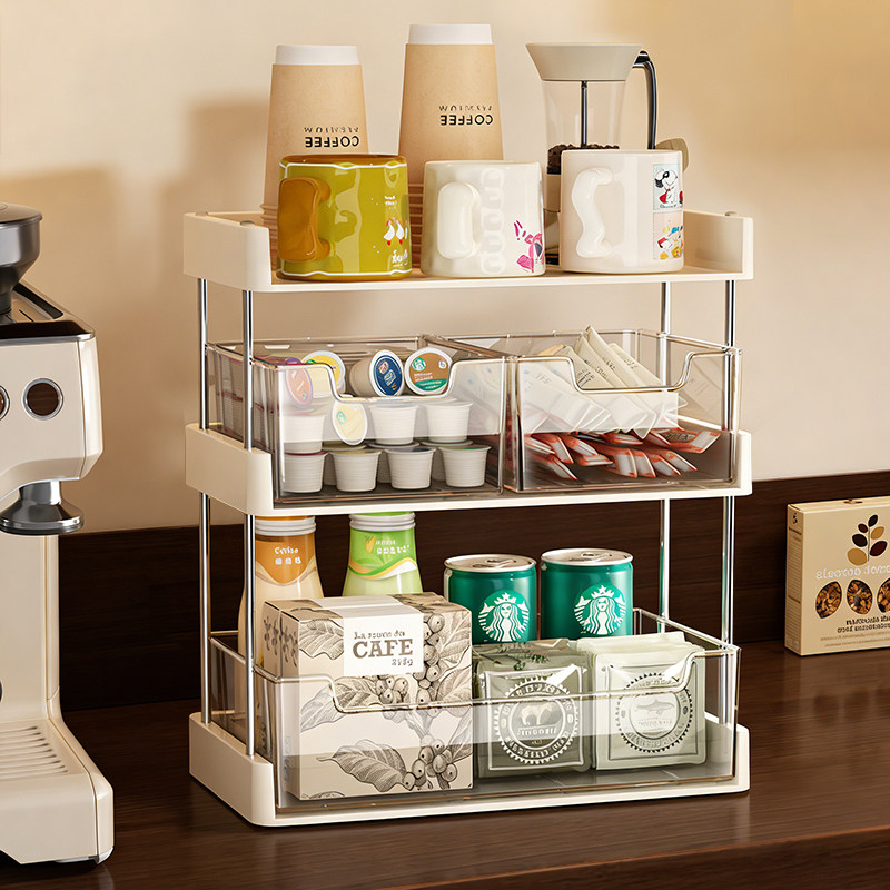 茶包咖啡杯子抽屉式多格置物架