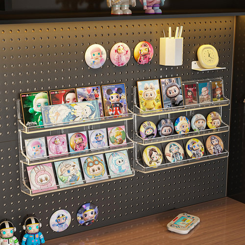 吧唧展示架挂墙亚克力卡牌明信片阶梯陈列架流麻色纸周边谷子收纳