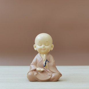 新中式禅意小和尚摆件家居茶桌装饰品可爱公仔办公室摆设工位沙弥