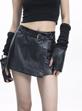 SS2L极简原创暗黑风皮质弹力针织拼接机能风时尚造型街头潮流手套