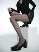 SS2L秋冬新款 Y2k千禧风爱心链条纹灰紫色美拉德棕色连裤 丝袜女ins