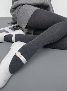 SS2L秋冬高级感微透烟灰色波点格雷系天鹅绒打底连裤袜丝袜女ins