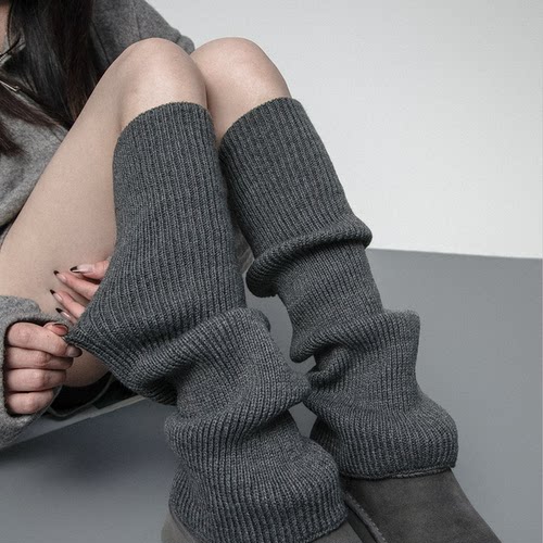 秋冬针织保暖简约微喇堆堆袜袜套