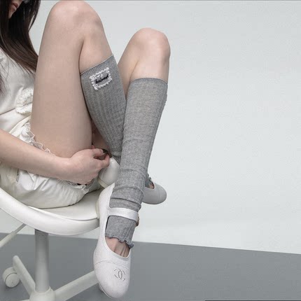 SS2L春夏薄款蕾丝花边刺绣可爱甜妹小标签芭蕾少女风袜套堆堆袜女