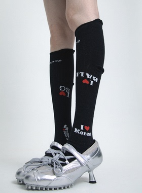 SS2L春夏运动风爱心城市字母拼接小腿袜长筒袜子足球袜女ins潮