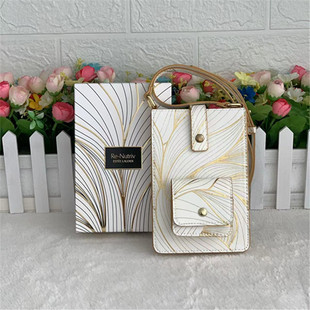 国内专柜雅诗兰黛白金化妆包斜挎包手机包收纳便携零钱包