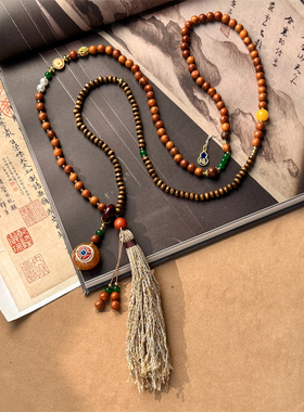 国风花梨木新中式复古文艺斜挎链