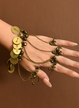 紫霞仙子同款铃铛戒指一体手链