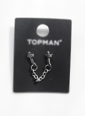 eshjgp37小双耳钉耳骨钉欧美外贸简约中性男女通用朋克十字架旧银