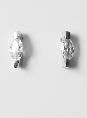 yses27迷你小耳钉925纯银欧美设计极简约通勤椭圆马眼橄榄形闪钻