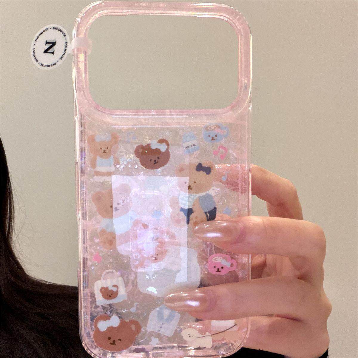 可爱贝壳纹音符沙发小熊适用iPhone16promax手机壳15新款14pro网红女款13创意全包防摔15pro超好看16保护套