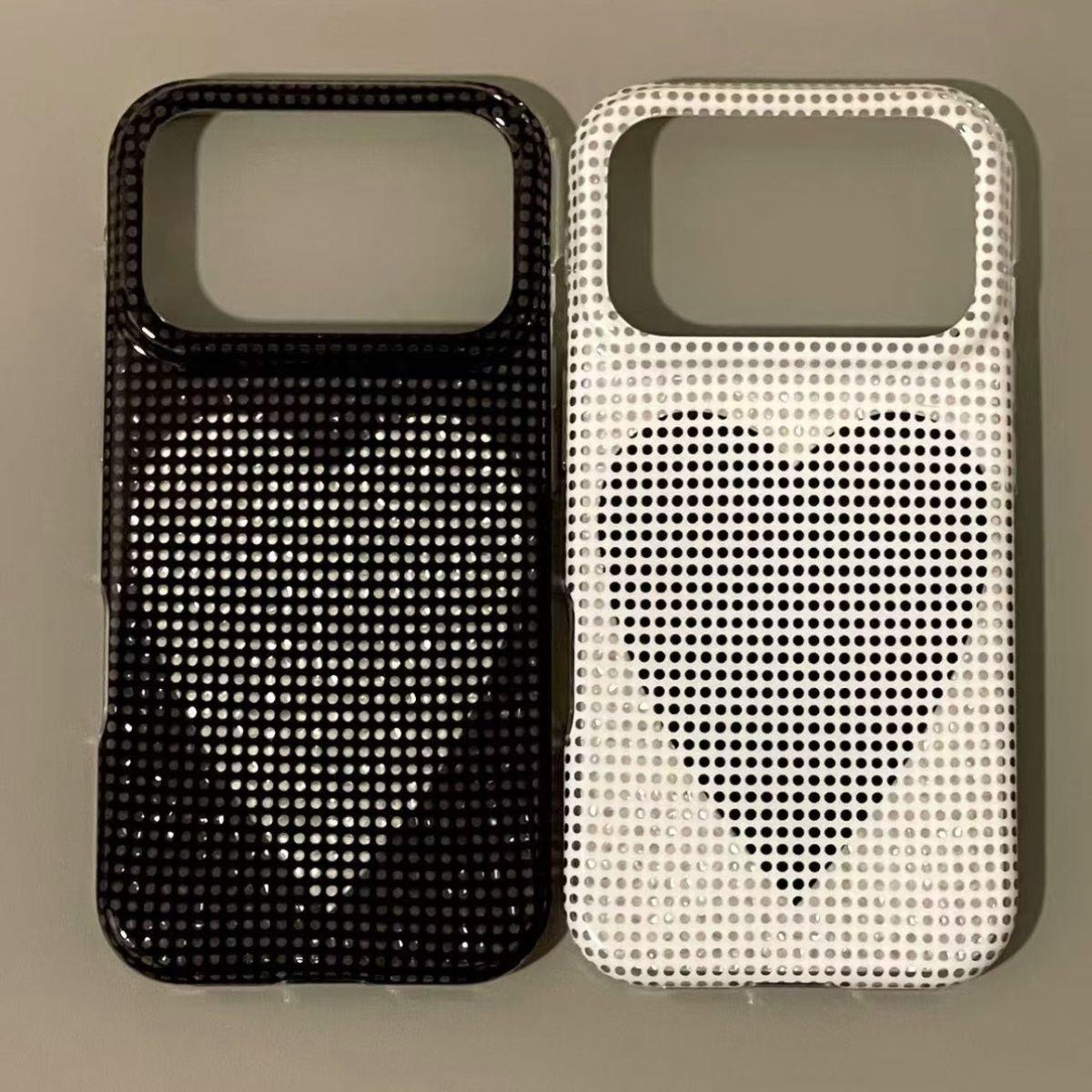 高级感闪钻黑白色爱心适用iPhone17promax手机壳15新款17pro网红女款13创意全包防摔16pro超好看17保护套