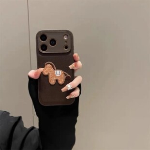 ins马年红皮纹立体刺绣小马苹果17pormax手机壳iPhone16pro腕带15防摔14pro新款13防摔17保护套