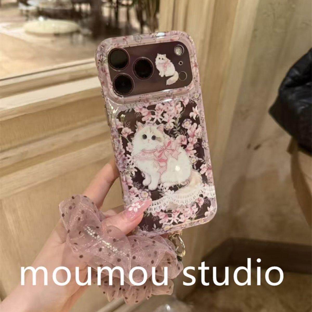 ins古早钻石纹花朵兔子适用苹果18promax手机壳iphone17promax新款15女16pro带挂绳17pro全包防摔手机套