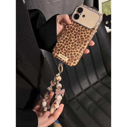 新款ins美拉德皮质可爱KT豹纹大视窗适用于苹果17手机壳iphone16proma软15/14全包13软