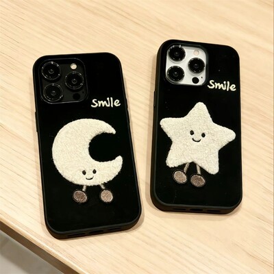治愈系可爱月亮星星iPhone17promax手机壳苹果16情侣15/14绒布13