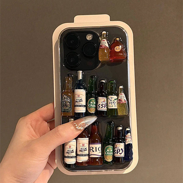 立体多彩酒瓶子iphone15promax手机壳苹果15新款苹果14高级感苹果13套12防摔ProMax全包Pro硅胶PM女创意适用