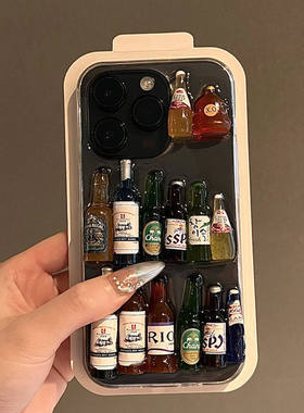 立体多彩酒瓶子iphone15promax手机壳苹果15新款苹果14高级感苹果13套12防摔ProMax全包Pro硅胶PM女创意适用