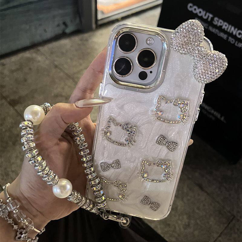 韩系ins风高级感少女心闪钻Kitty猫蝴蝶结适用于iPhone15promax新款iphone14promax苹果13手机壳12防摔保护套
