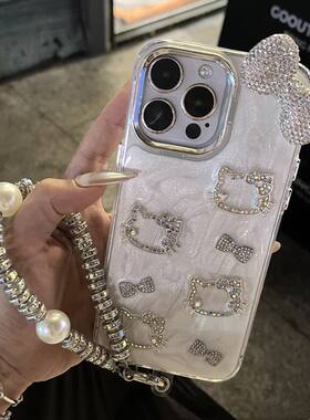 韩系ins风高级感少女心闪钻Kitty猫蝴蝶结适用于iPhone15promax新款iphone14promax苹果13手机壳12防摔保护套
