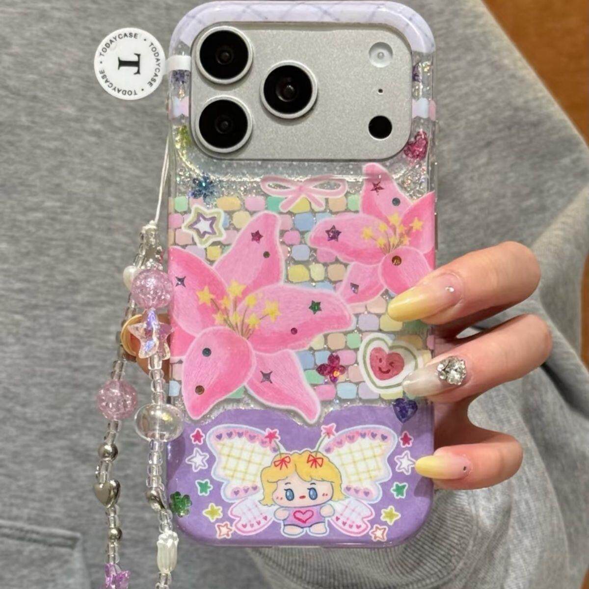 ins韩系花朵蝴蝶女孩适用iPhone17promax手机壳17苹果新款16ProMax巨好看高级15pro硅胶女14pro防摔13保护套