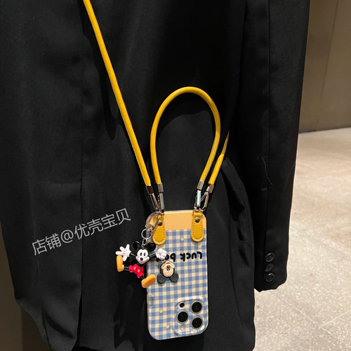 斜挎可背挂绳适用苹果17pro/16手机壳iPhone15promax可爱卡通16pro新款13手提绳12防摔14promax田园风11女款