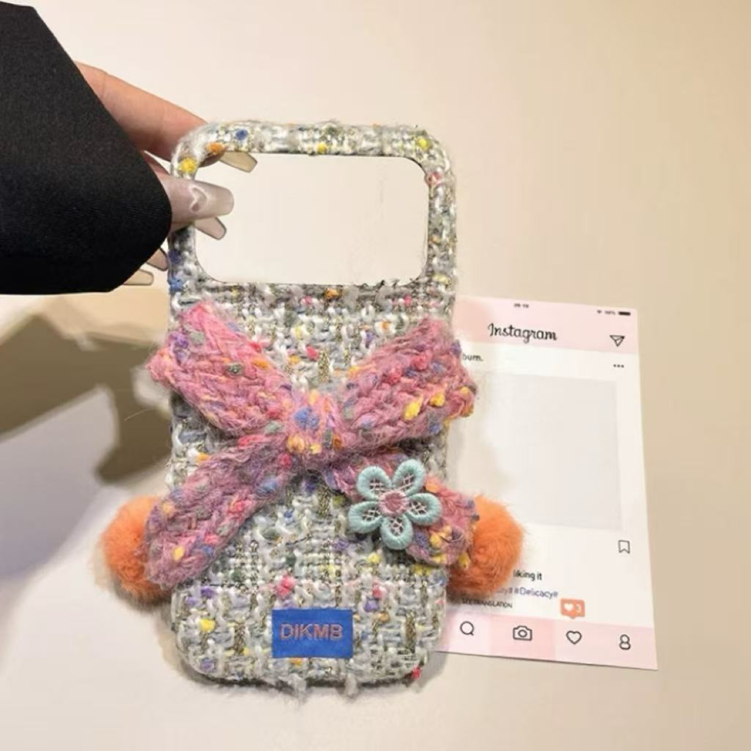 秋冬毛绒感韩系蝴蝶结适用iPhone17promax手机壳苹果15新款16pro小众13高级16promax韩系15pro女14全包保护套