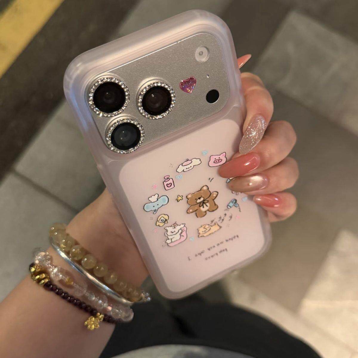 肤感磨砂粉底小动物适用苹果17promax可爱萌系iPhone16手机壳防汗