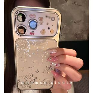 鎏金银线烛台丘比特适用于苹果16promax手机壳17新款iphone17promax闪粉15pm韩系14防摔15创意16少女Pro全包