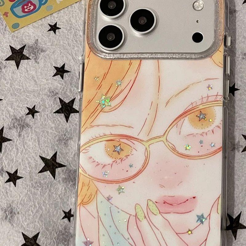 镭射星星黄头发女孩适用iPhone17promax手机壳15新款17pro网红女款13创意全包防摔16pro超好看17保护套