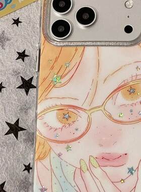 镭射星星黄头发女孩适用iPhone17promax手机壳15新款17pro网红女款13创意全包防摔16pro超好看17保护套