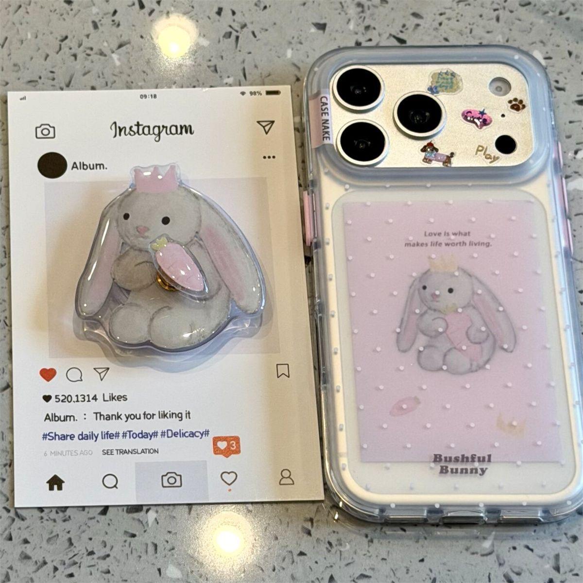 软萌可爱抱粉萝卜皇冠垂耳兔适用于iphone17promax苹果16手机壳15治愈系软萌可爱萌宠甜美防摔保护壳
