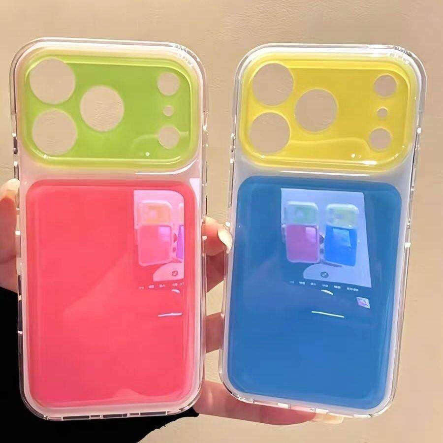 糖果色撞色苹果17pro手机壳粉红芭乐夏日小清新适用iPhone17ProMax/16Pro/15promax/17全包大视窗防摔保护套
