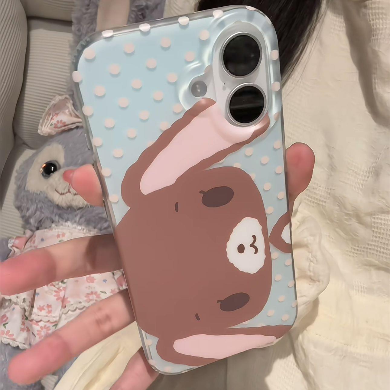 韩风卡通可爱大耳朵兔子适用iPhone17ProMax手机壳苹果16pro新款15PRO女款小众14全包13防摔情侣简约硅胶软壳