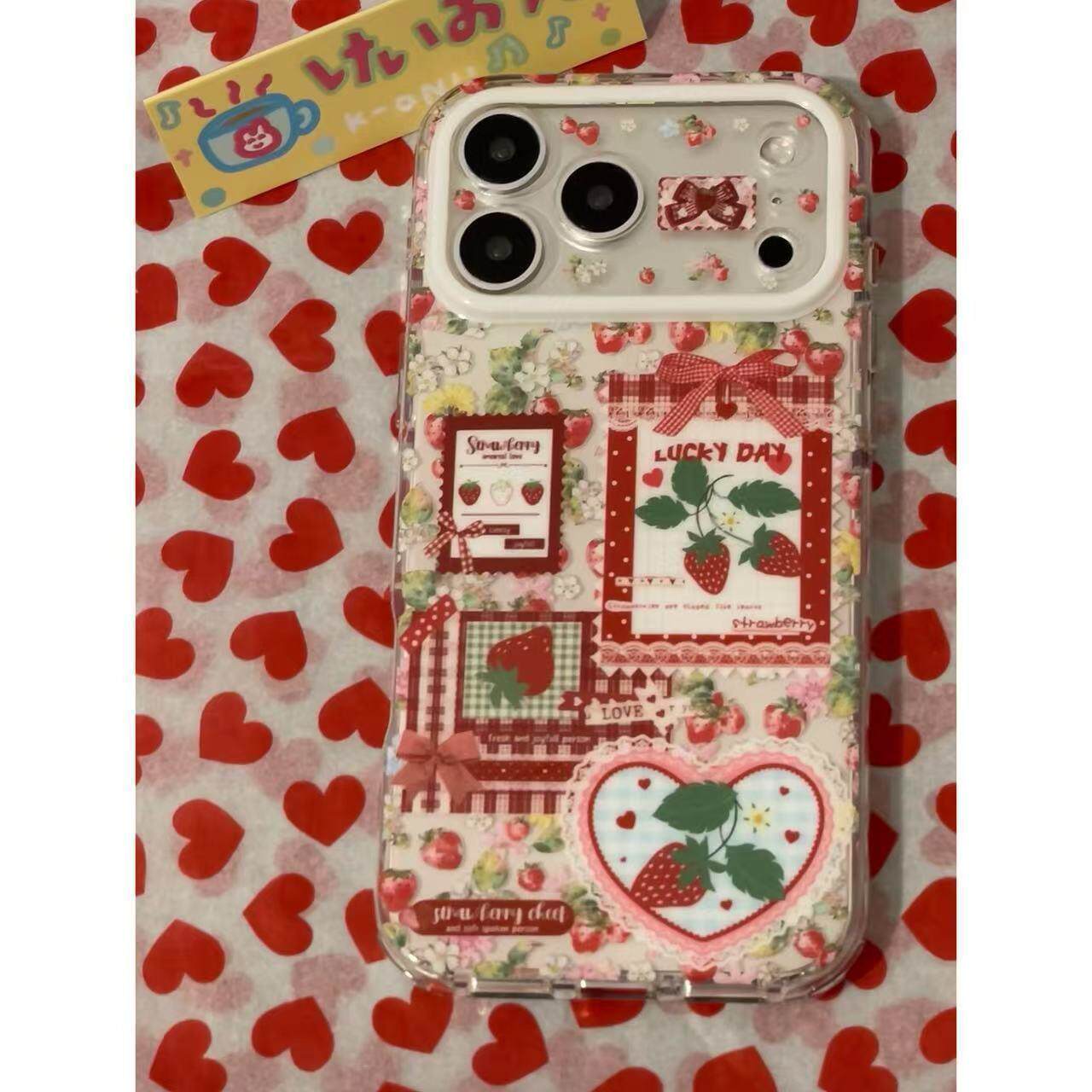 ins韩风红蝴蝶结草莓适用苹果17promax手机壳iphone16pro新款15双层ip16p女17全包防摔保护套pm超火巨好看