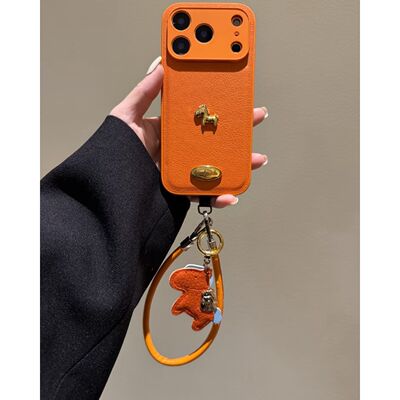 星宇橙皮纹立体金属马适用于苹果17promax手机壳iPhone14/防摔15/16/13保护套