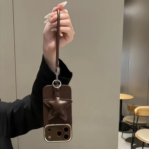 深棕色月坑纹金属圈适用iPhone17ProMax手机壳挂绳苹果16/15/1413