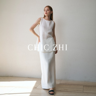 CHIC 上衣 ZHI松弛感极简穿搭背心女夏外穿2025新款 立体廓形无袖